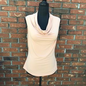 Bar III women’s cowl neck sleeveless top, peach,